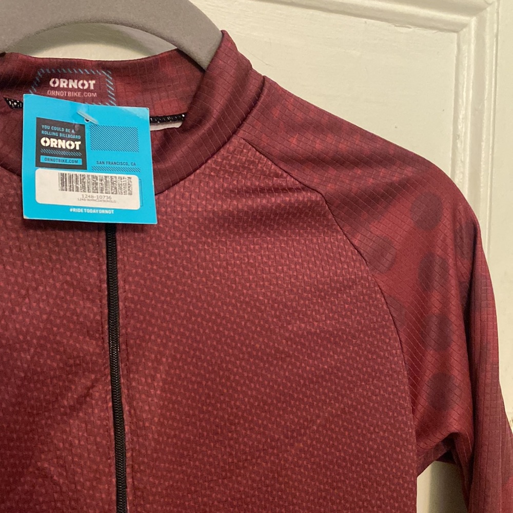 Ornot bike Womens Large thermal fleece lined long sleeve jersey - Maroon - NWT